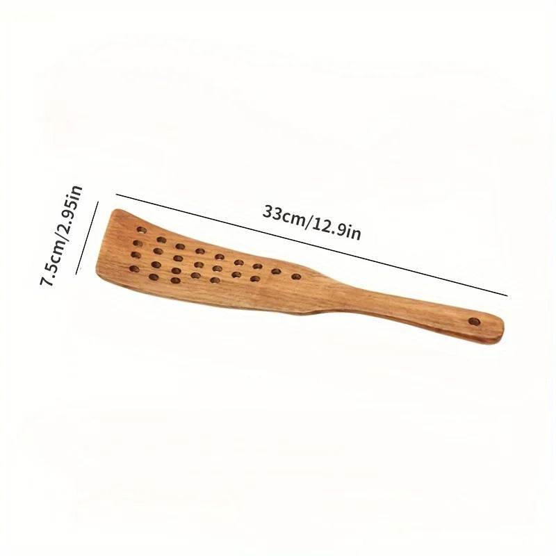 1pc 24-hole Filter Spatula for Stir-frying, Multifunctional Household Wooden Spatula, Pancake Cooking Shovel, Kitchen Gadgets