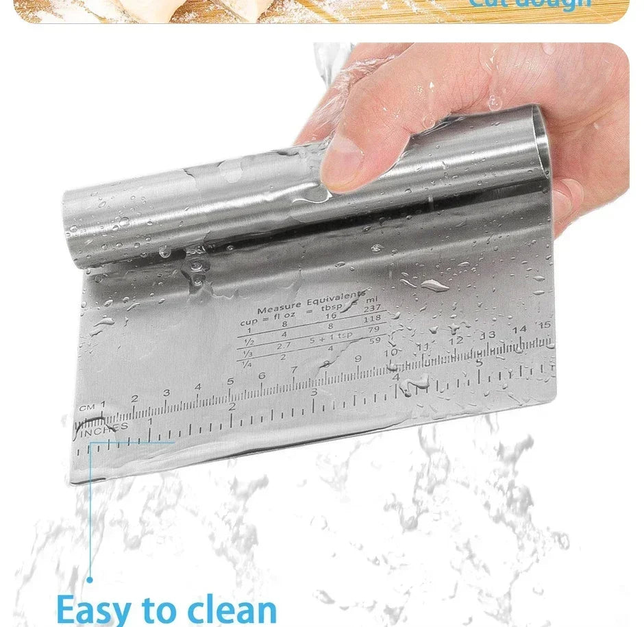 1pc Multipurpose Cake Bread Separator Scale Knife Stainless Steel Dough Pastry Scraper Pizza Cutter Chopper with Measuring Scale