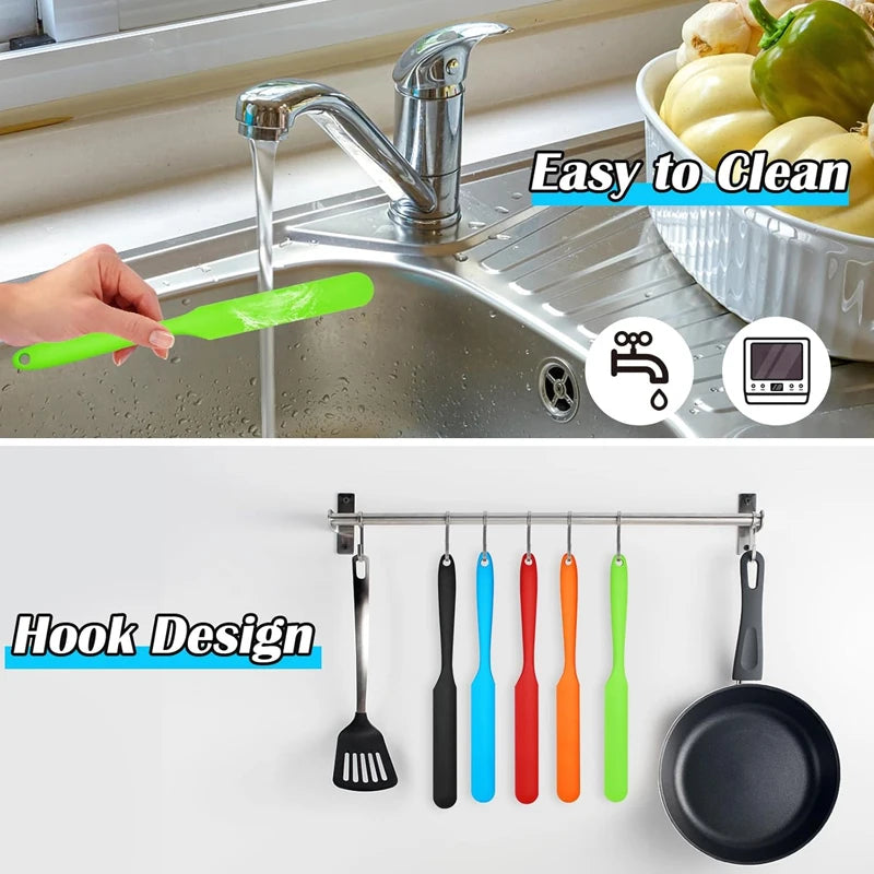 Silicone Cake Cream Scraper Spatulas Heat Resistant Peanut Butter Spatulas Mixing Batter Scraper Nonstick Bread Rubber Knife