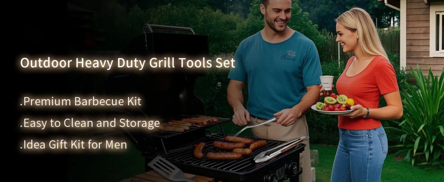 3 4PCS Grilling Accessories Wooden BBQ Grilling Tools Set Outdoor Grill Set with Spatula Fork Brush Tongs For Barbecue Grill Kit