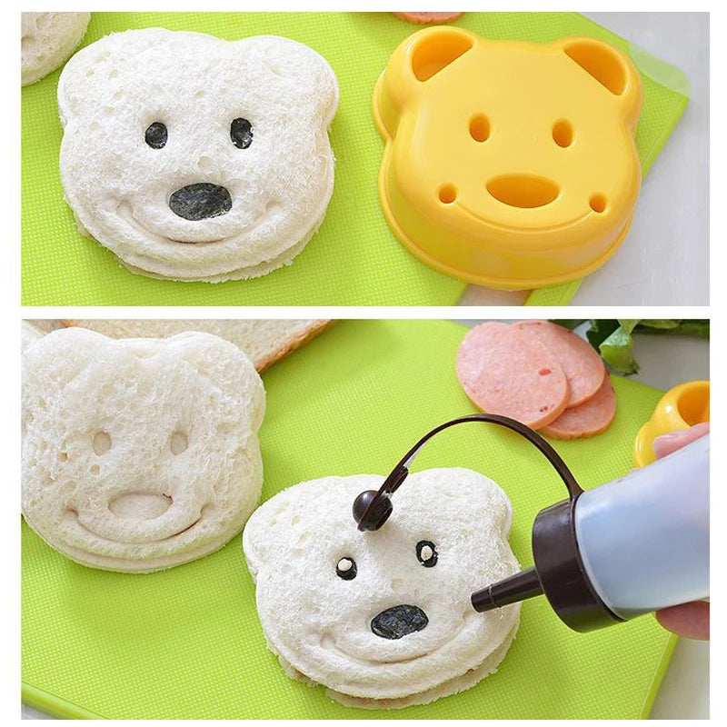 Sandwich Cutter Mini Cartoon Bear Squirrel Sea Dog Bread Knife Sandwich Cutter Sealer for Kids Bento Lunch Baking Mold