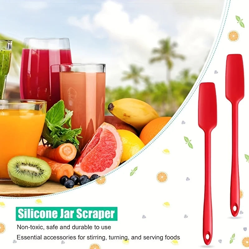 Long Handle Silicone Spatula for Kitchen, Jar Scraper Spatula, Non-Stick Rubber Scraper, Smoothies, Blenders Cooking Baking