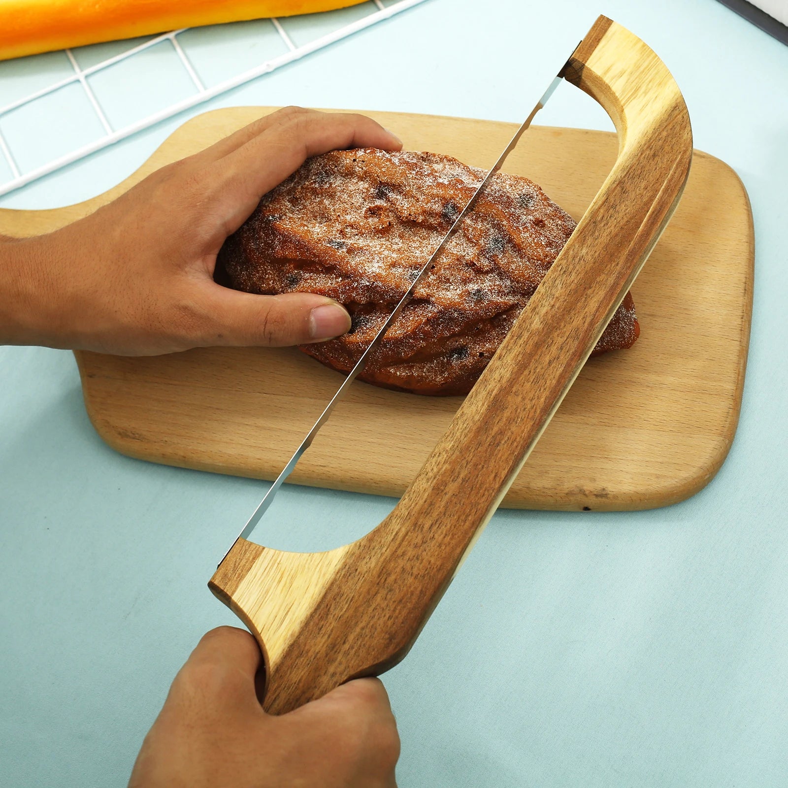 Sourdough Bread Slicer for Homemade Bread Wooden Breads Bow Knife with Stainless Steel Blades Serrated Sourdough Breads Knife