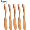 1-10PCS Wooden Butter Spatula Simple Thick Handle Jam Knife Breakfast Toast Jam Spreader Household Kitchen Cooking Accessories