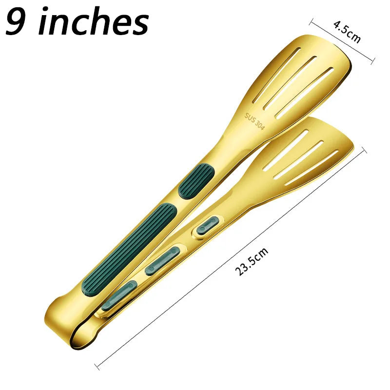 7/9/12inch Kitchen Tongs 304 Stainless Steel Grill Tongs for Cooking BBQ Non-Slip Salad Tongs Clips Tong Kitchen Accessories