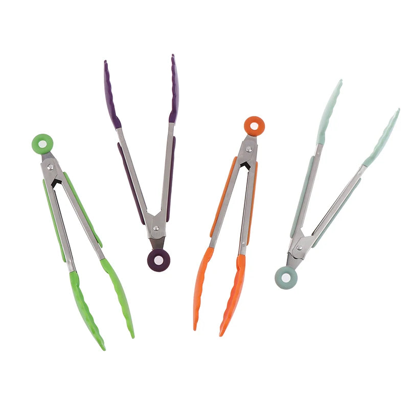 1Pc 7inch Stainless Steel Food Clip BBQ Grill Steak Food Clip Non-slip Handle Bread Tong Party Kitchen Cooking Accessories