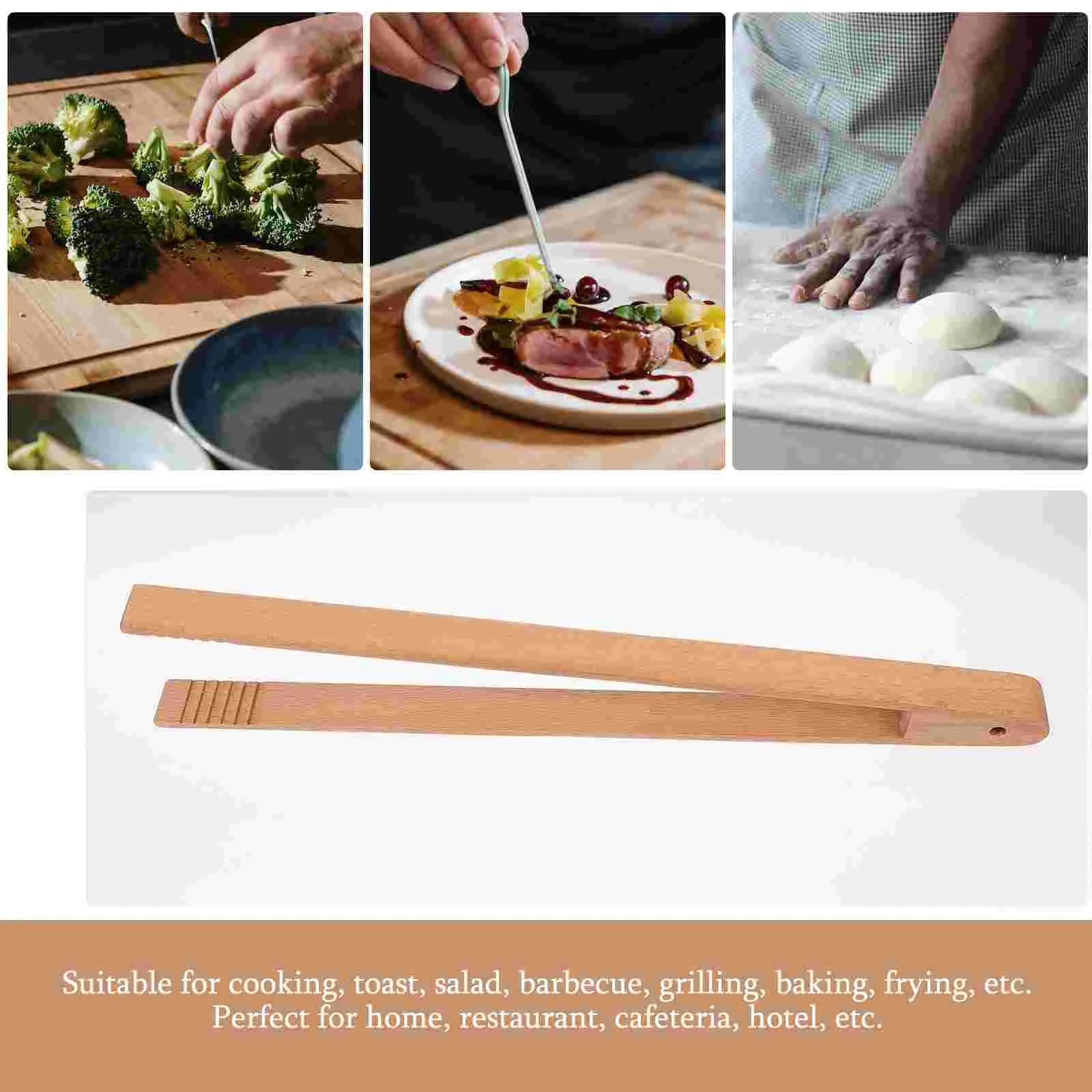 Multipurpose Wooden Tongs Food Clip Kitchen Utensils For Grilling Baking Restaurant Home Dining Bar Tools Wooden Food Tongs
