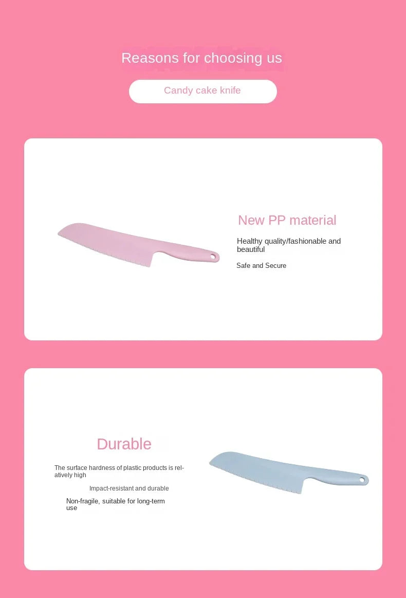 Children's safety plastic fruit cutter cake knife plastic kitchen knife baking tool bread knife