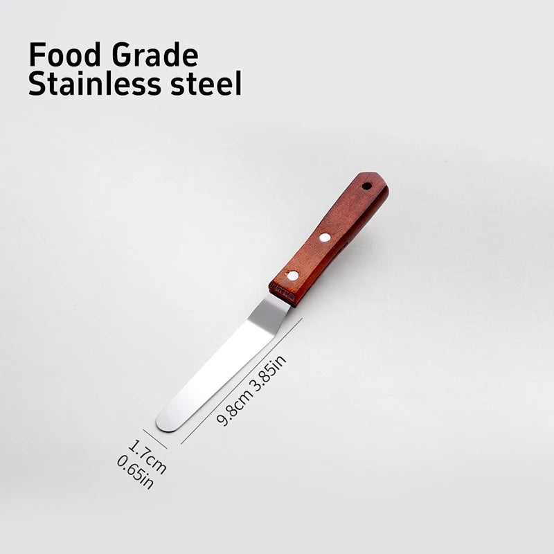 4/6/8/10In Smoother Spatula Cake Knife Stainless Steel With Wood Handle Butter Cream Icing Frosting Kitchen Knife DIY Cake Tools