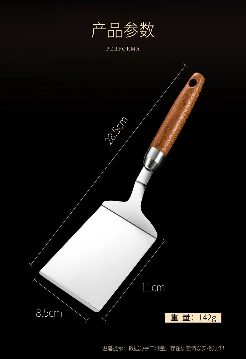 304 Stainless Steel Steak Spatula Non-stick Pancake Barbecue Tongs Wood Handle Frying Fish Spatula Rust Resistant Kitchen Tool