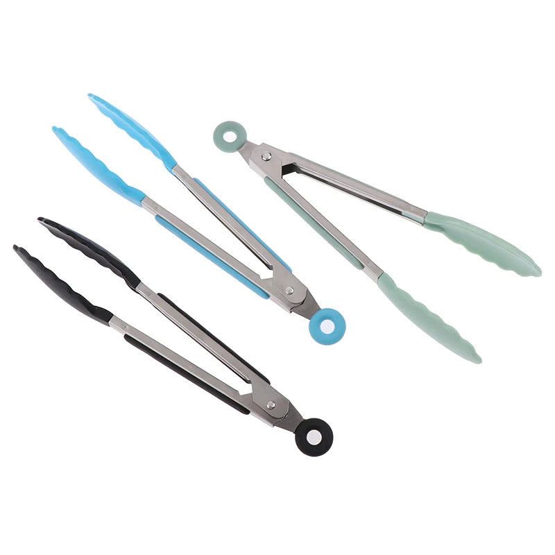 1Pc 7inch Stainless Steel Food Clip BBQ Grill Steak Food Clip Non-slip Handle Bread Tong Party Kitchen Cooking Accessories