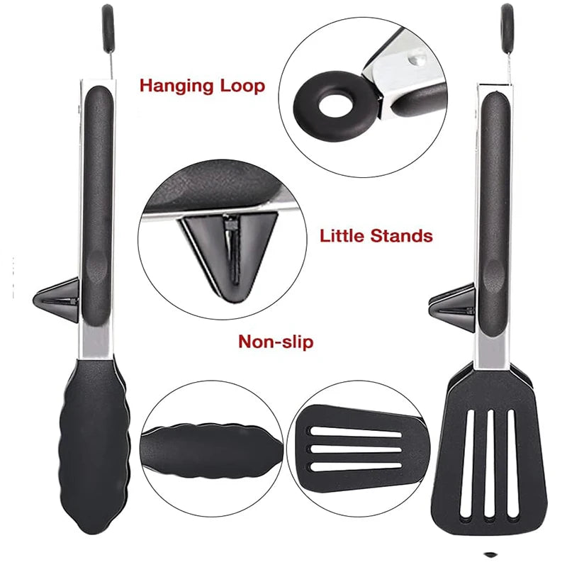 Kitchen Cooking Tongs Silicone BBQ Grilling Tong 9 Inch Salad Food Tongs Heat Resistant BBQ Tong Bread Serving Tong Kitchen Tool