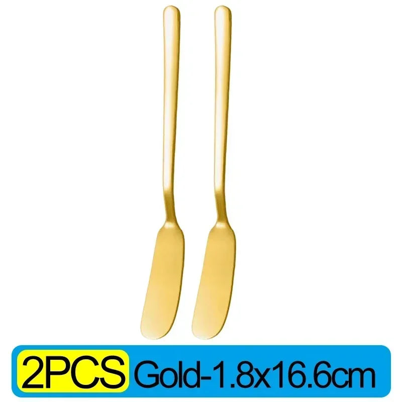 Stainless Steel Butter Knives Cheese Spreader Long Handle Dessert Knife Cream Bread Jam Wipe Tools Multipurpose Kitchen Gadgets