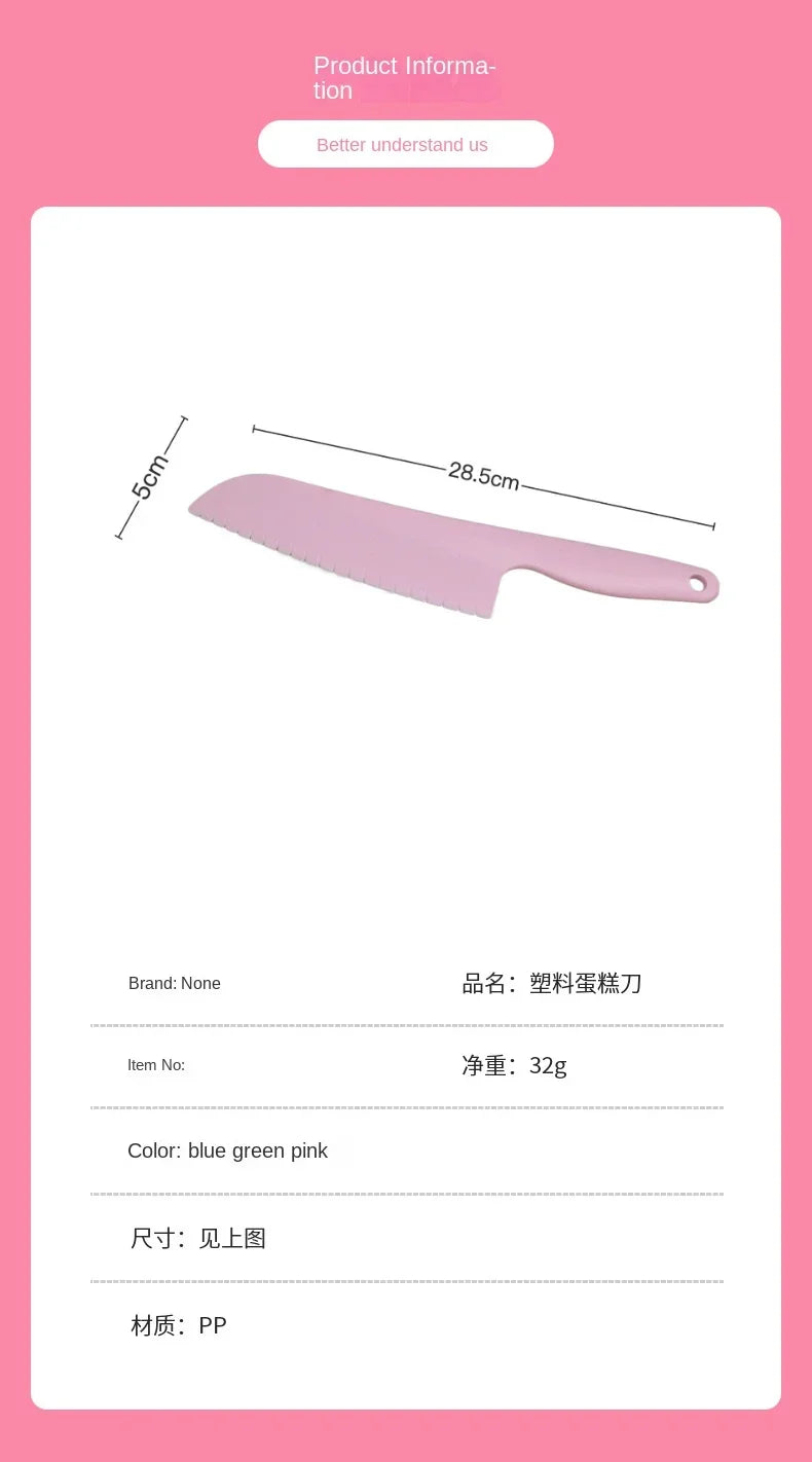 Children's safety plastic fruit cutter cake knife plastic kitchen knife baking tool bread knife