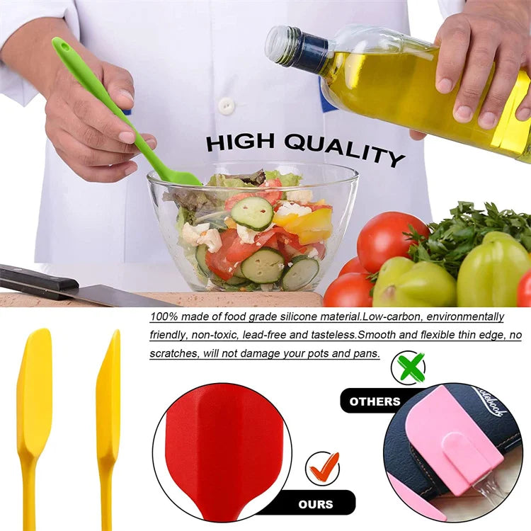 LMETJMA 28cm Silicone Spatulas Heat Resistant Spoon Spatula Non-Stick Spoonula Flexible Scrapers Baking Mixing Tool JT20