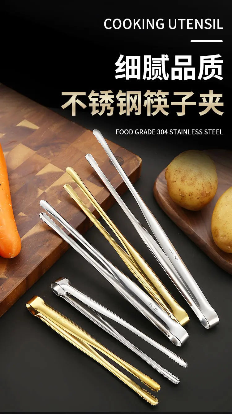 Food Tongs Portable Barbecue Stainless Steel Kitchen Steak Salad Clamp Serving Buffet Clip Cooking BBQ Tweezer Gadgets for Home
