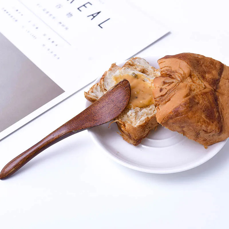Solid Wood Jam Knifes Butter Knife Natural Bread Cake Knife Smooth Wooden Tableware Kitchen accessories нож для масла