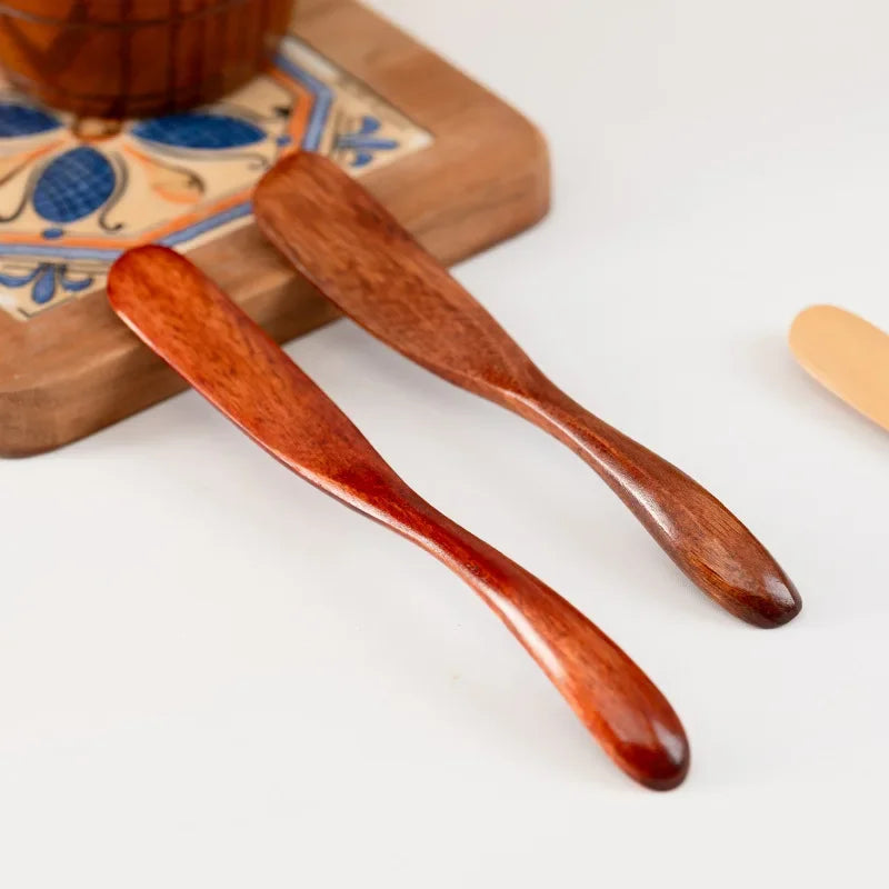 1-10PCS Wooden Butter Spatula Simple Thick Handle Jam Knife Breakfast Toast Jam Spreader Household Kitchen Cooking Accessories