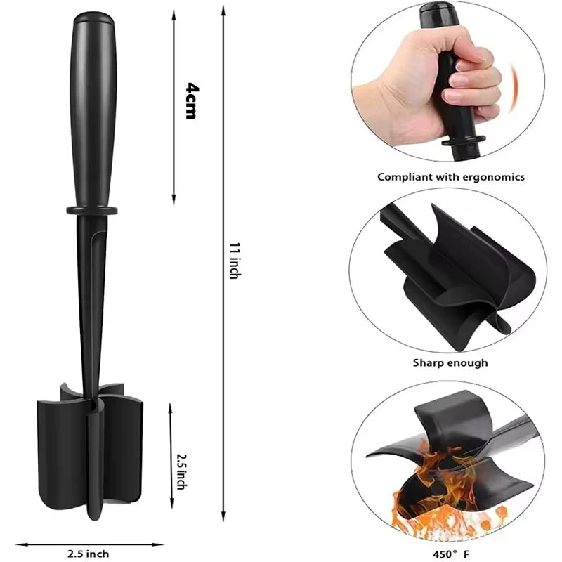 Kitchen Meat Chopper Ground Beef Masher Mixing, Grinding and Pounding Spatula Meat Scraper for Mincing Meat