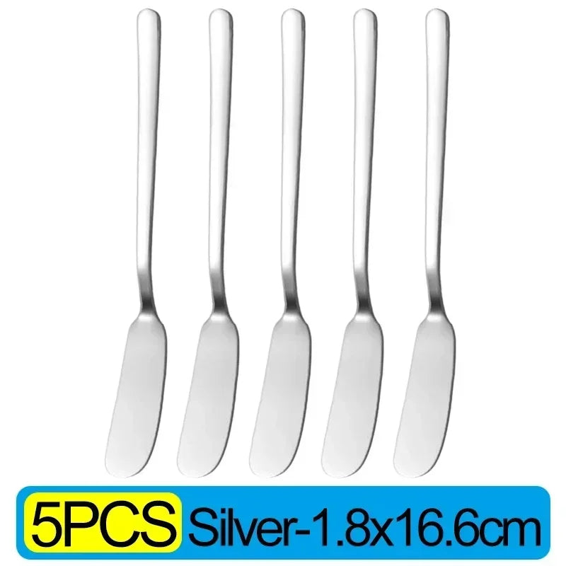 Stainless Steel Butter Knives Cheese Spreader Long Handle Dessert Knife Cream Bread Jam Wipe Tools Multipurpose Kitchen Gadgets