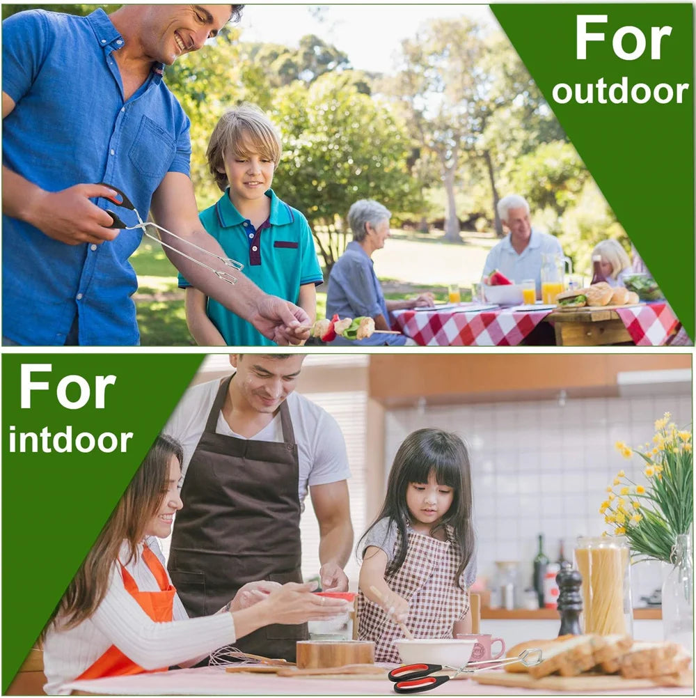 Barbecue Scissor Tongs Grilled Food Tong Long Handle Scissor BBQ Bread Roast Clip Kitchen Baking Tongs Rotisserie Grill Barbecue