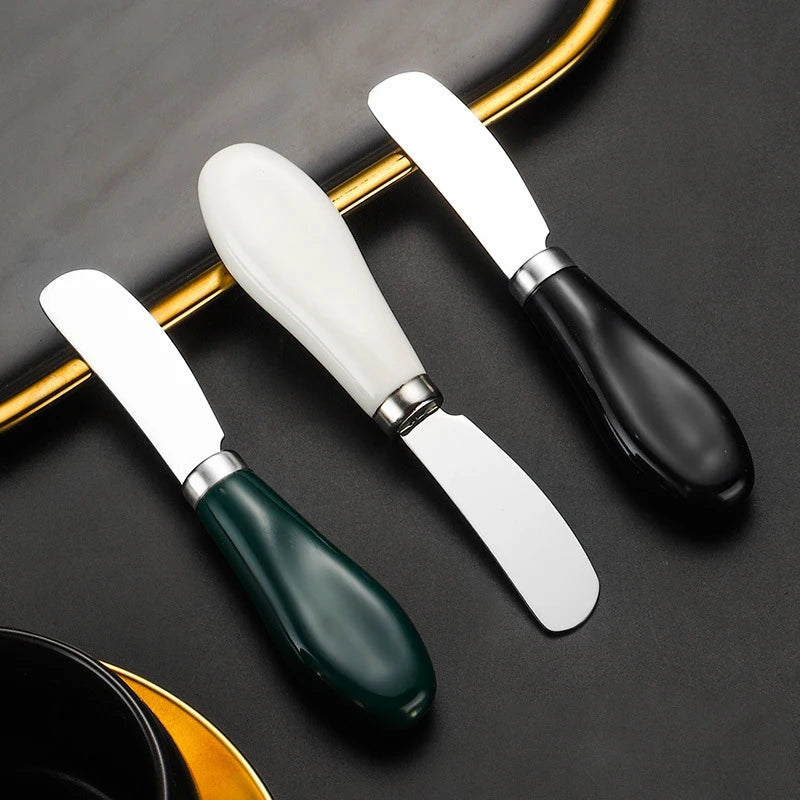 Stainless Steel Cheese Knife Ceramic Handle Butter Knife For Butter Bread Jam Cream Spatula Baking Cake Scraper