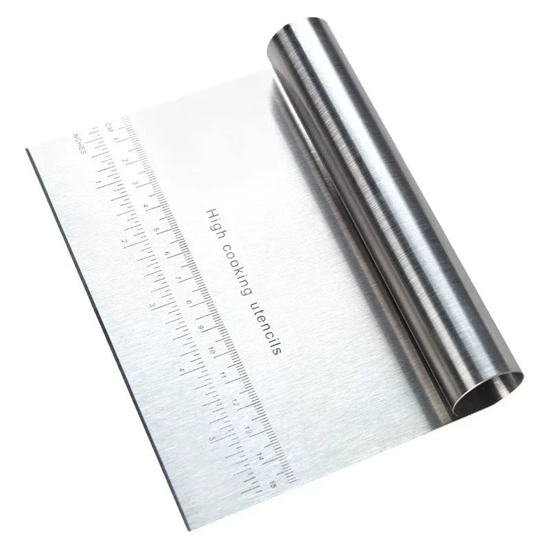 1pc Multipurpose Cake Bread Separator Scale Knife Stainless Steel Dough Pastry Scraper Pizza Cutter Chopper with Measuring Scale