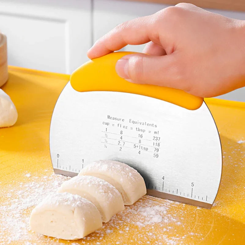 Stainless Steel with Scale Bread Pizza Dough Cutter Pastry Scraper Dough Knife Household Kitchen Cake Baking Scraper Baking Tool
