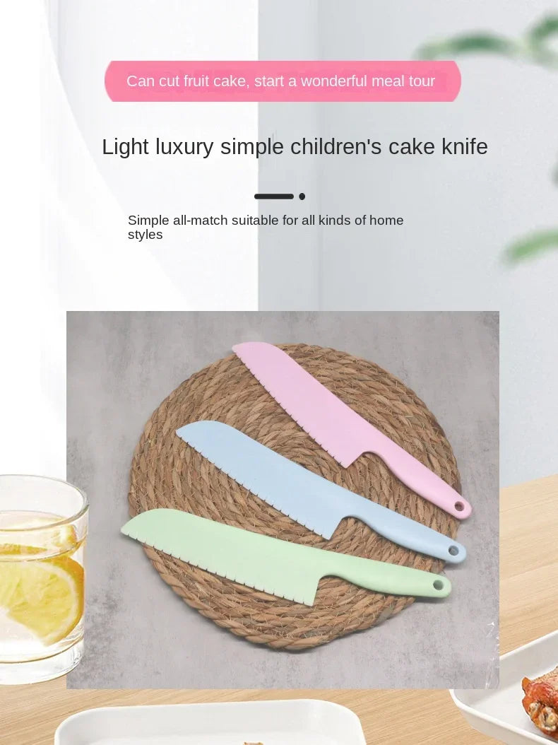 Children's safety plastic fruit cutter cake knife plastic kitchen knife baking tool bread knife