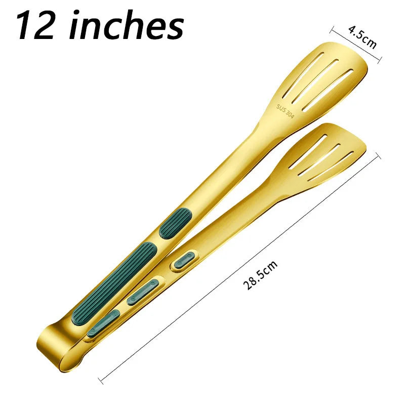 7/9/12inch Kitchen Tongs 304 Stainless Steel Grill Tongs for Cooking BBQ Non-Slip Salad Tongs Clips Tong Kitchen Accessories