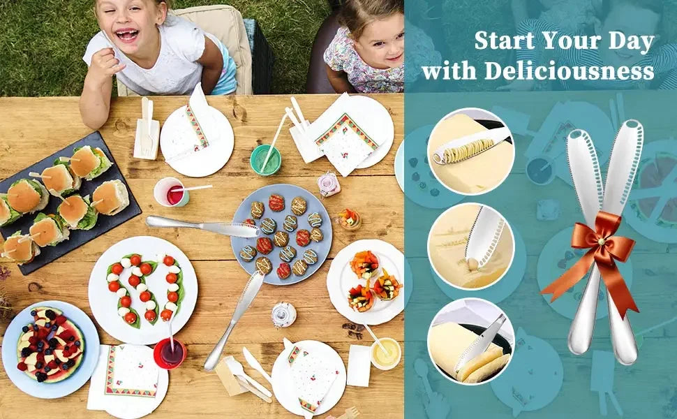 2 Pcs Butter Knife with Holes, 3 in 1 Stainless Steel Spreader Knife, Cold Butter Spreader for Cheese,Peanut