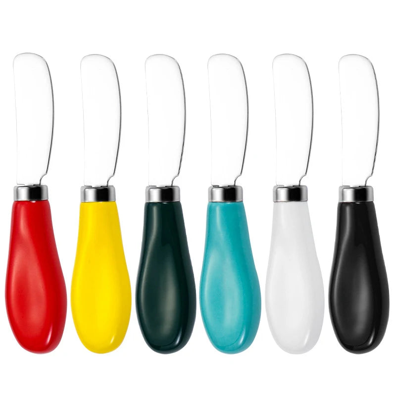 Stainless Steel Cheese Knife Ceramic Handle Butter Knife For Butter Bread Jam Cream Spatula Baking Cake Scraper