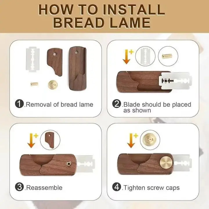 Wood Bread Knife Dough Scoring Tool with Blades Portable Baguette Slicing Knife Baking Toast Bread Slicer Bakery Accessories