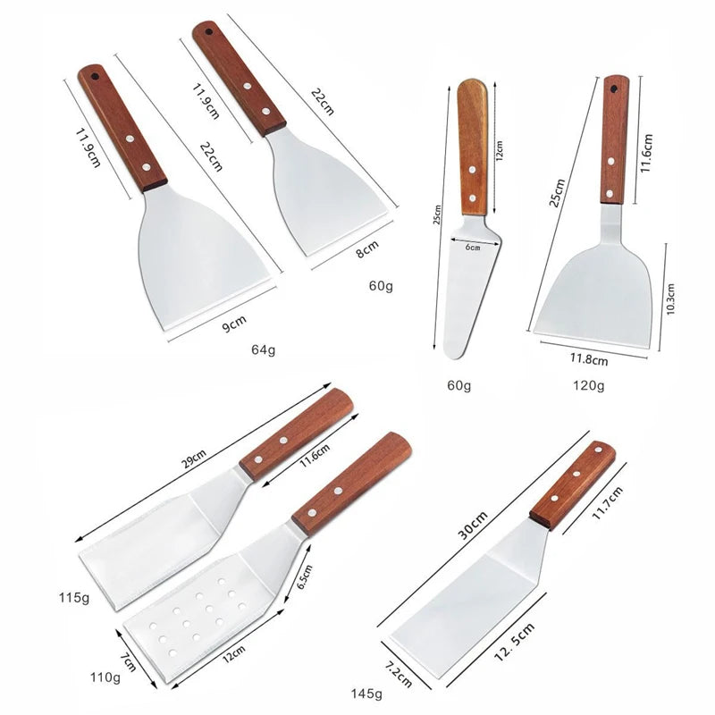 Stainless Steel Spatula and Grill Scraper Non Stick Durable Barbecue Cooking Tools Pizza Shovel Pancake Beef BBQ Utensils