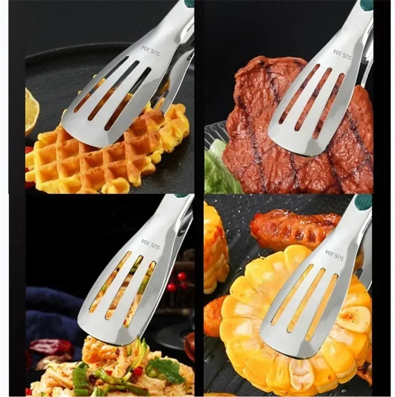 Stainless Steel Food Tongs Household Kitchen Thickened Heat-resistant Steak Tongs Food Buffet Barbecue Roasted Meat Bread Clips