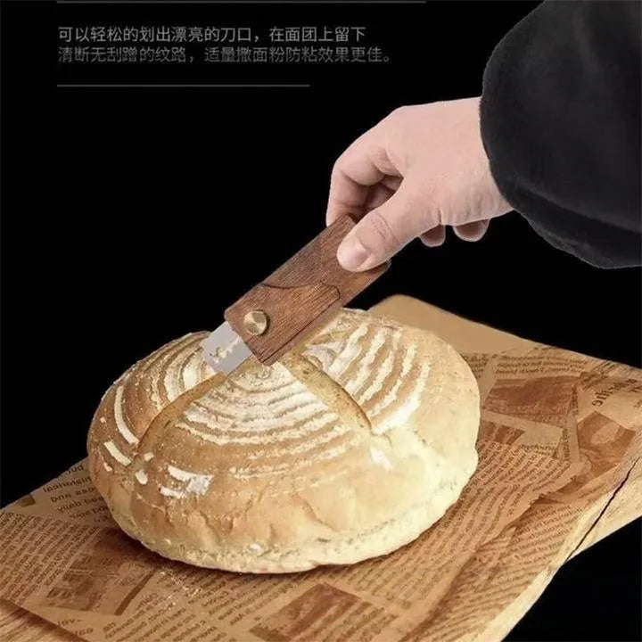 Wood Bread Knife Dough Scoring Tool with Blades Portable Baguette Slicing Knife Baking Toast Bread Slicer Bakery Accessories