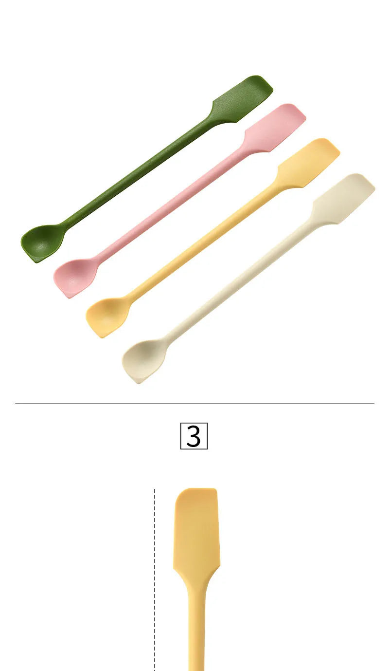Mini Silicone Scraper Double End Two In One Spatula Jam Bottle Cosmetic Bottle Scraper Spoon Set for Jam Seasoning