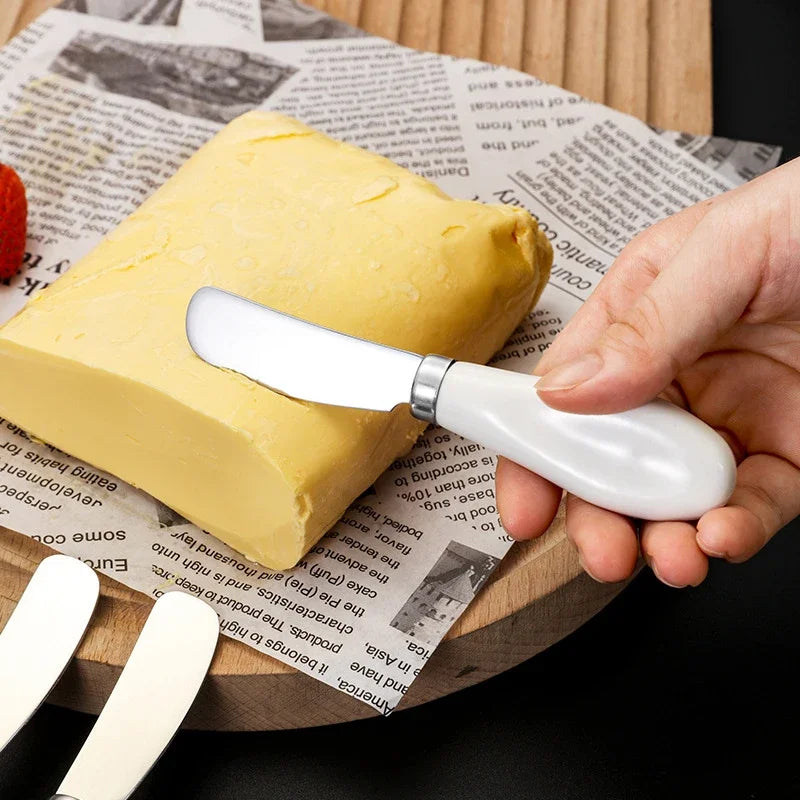 Stainless Steel Cheese Knife Ceramic Handle Butter Knife For Butter Bread Jam Cream Spatula Baking Cake Scraper