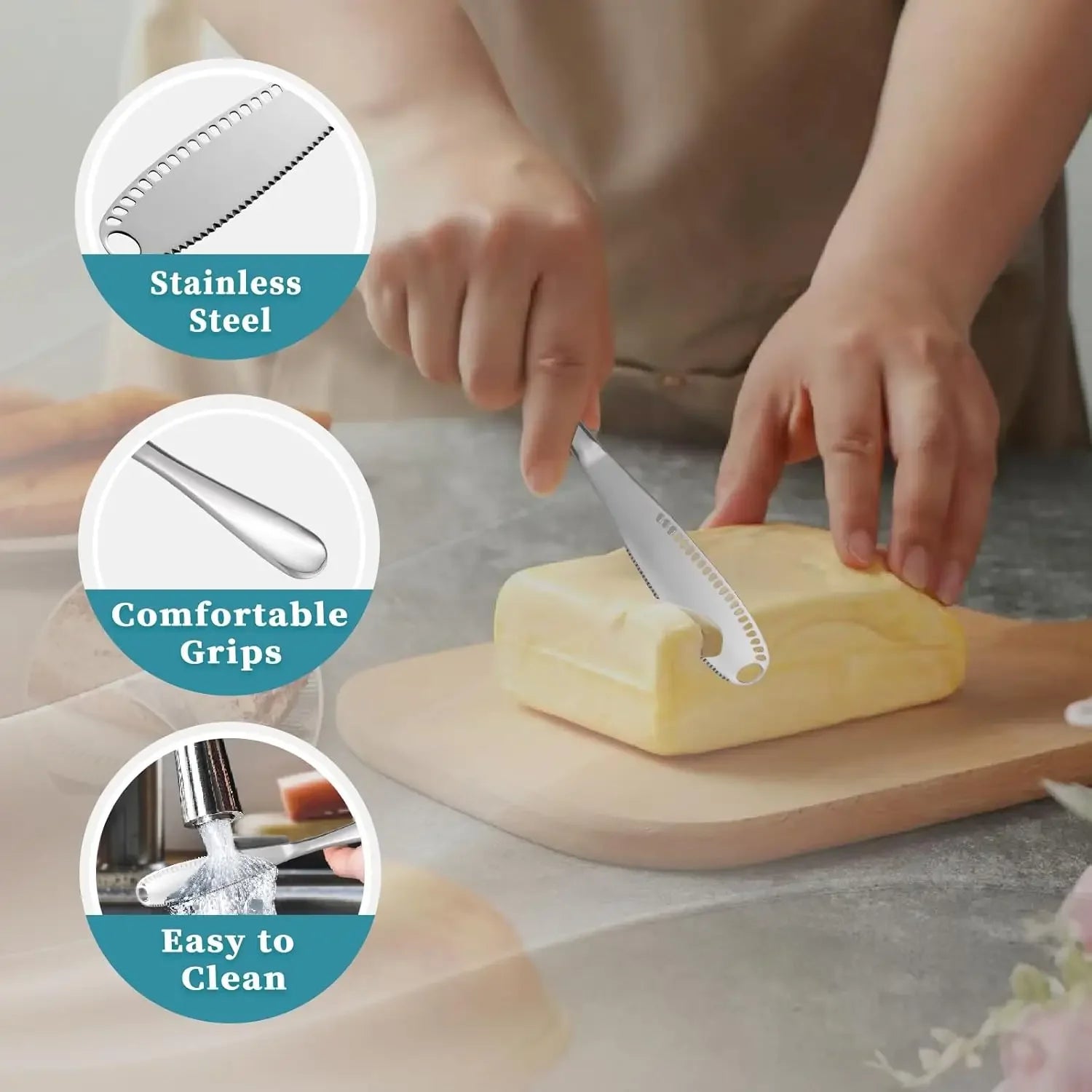 2 Pcs Butter Knife with Holes, 3 in 1 Stainless Steel Spreader Knife, Cold Butter Spreader for Cheese,Peanut
