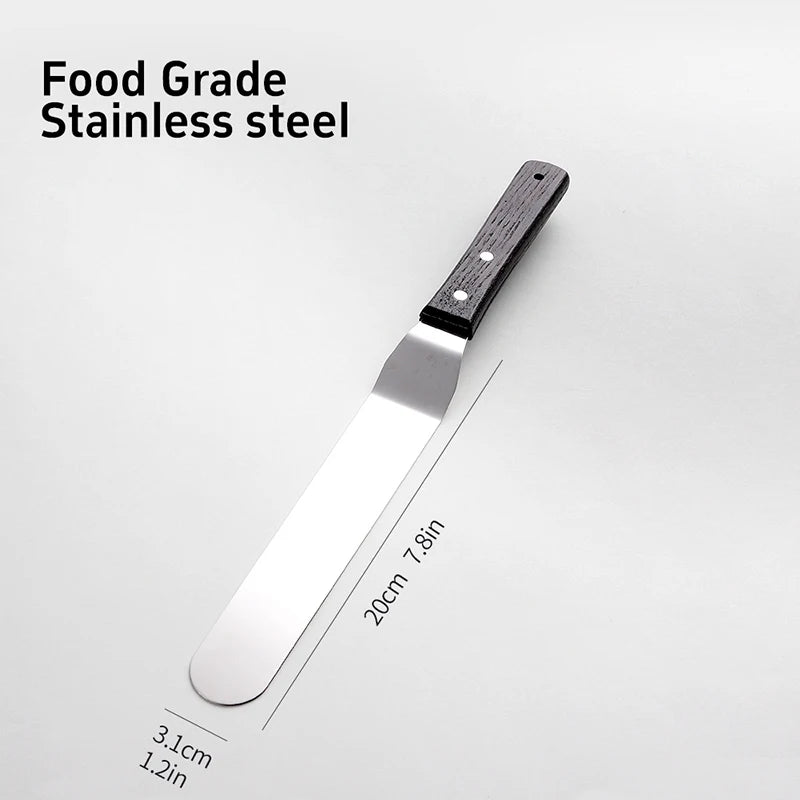 4/6/8/10In Smoother Spatula Cake Knife Stainless Steel With Wood Handle Butter Cream Icing Frosting Kitchen Knife DIY Cake Tools