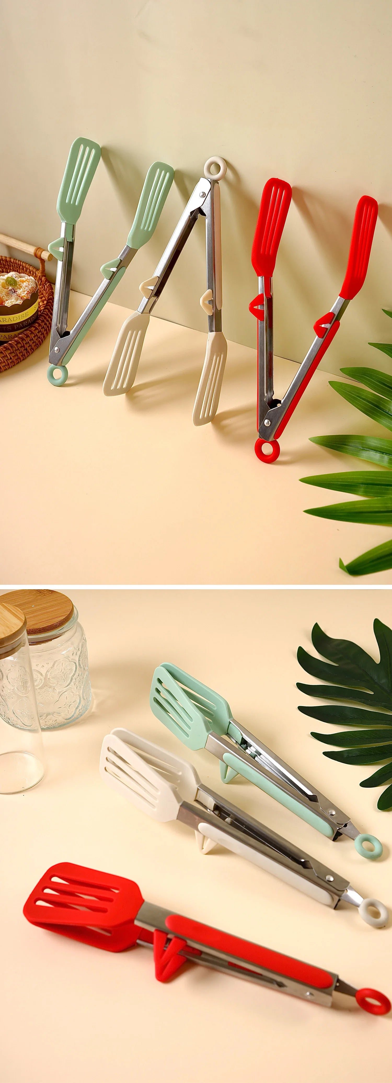 Food Tong Stainless Steel Kitchen Tongs Silicone Nylon Non-Slip Cooking Clip Clamp BBQ Salad Tools Grill Kitchen Accessories