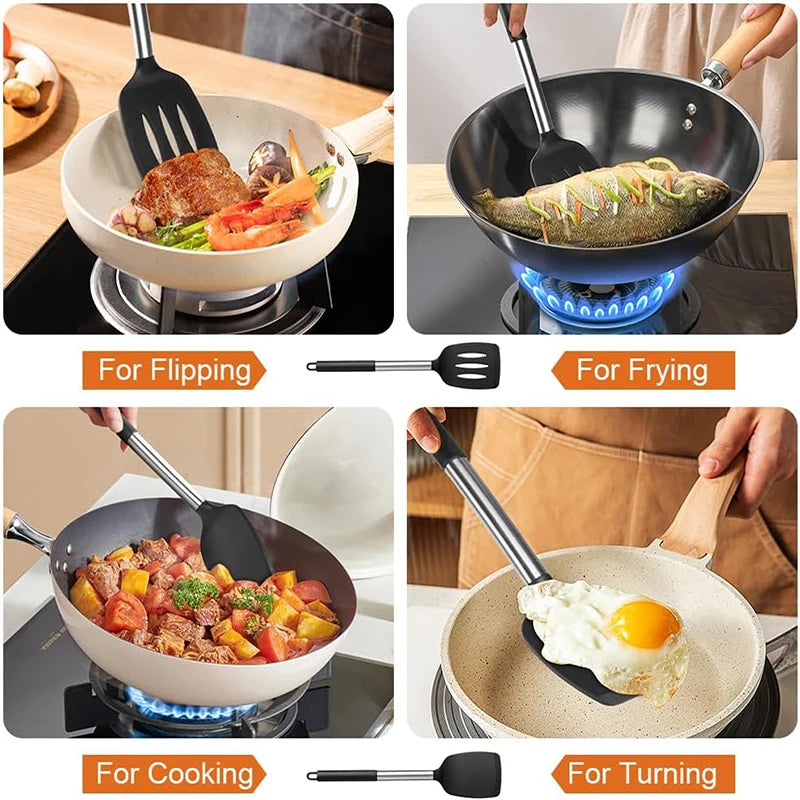 2Pcs Silicone Spatula Set Heat Resistant Nonstick Steak Spatula Kitchen Cooking Utensils Cookware Cooking Tool Set Spatula Kit