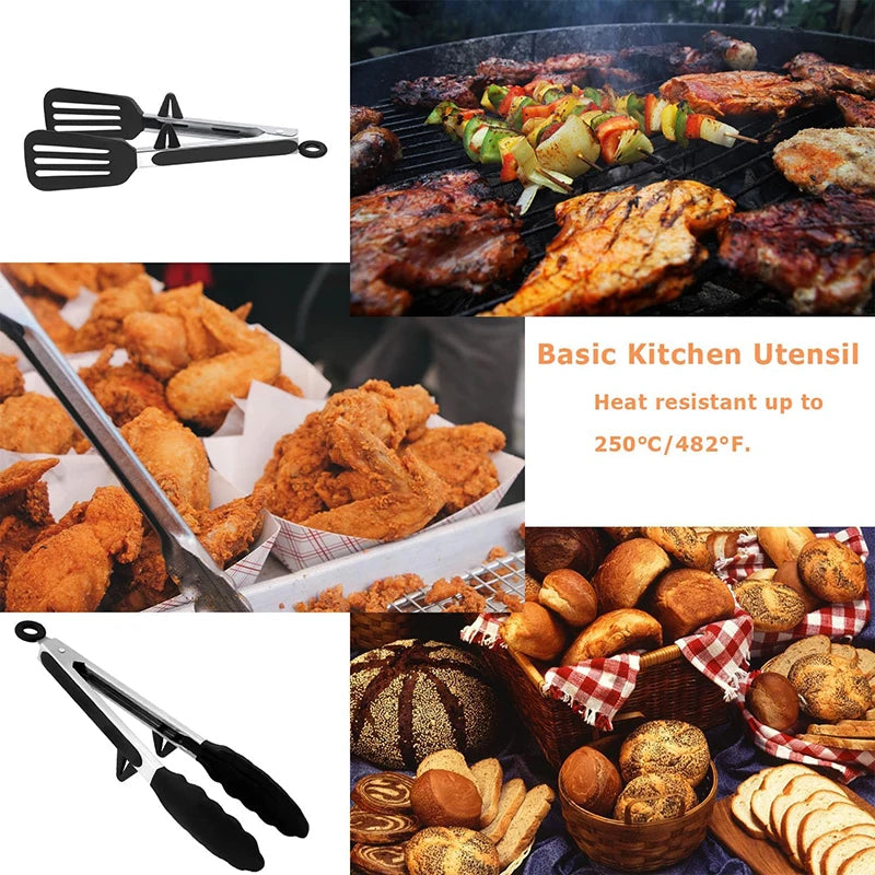 Kitchen Cooking Tongs Silicone BBQ Grilling Tong 9 Inch Salad Food Tongs Heat Resistant BBQ Tong Bread Serving Tong Kitchen Tool