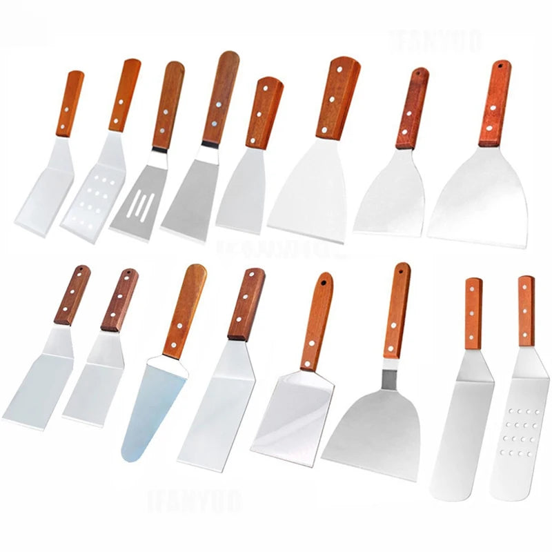 Stainless Steel Spatula and Grill Scraper Non Stick Durable Barbecue Cooking Tools Pizza Shovel Pancake Beef BBQ Utensils