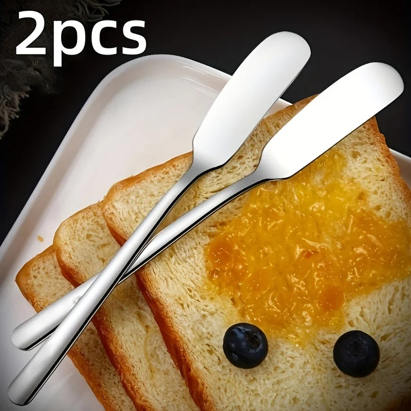 2 pieces, butter knife, stainless steel butter knife, cheese spreader, kitchen butter shovel, multifunctional butter shovel