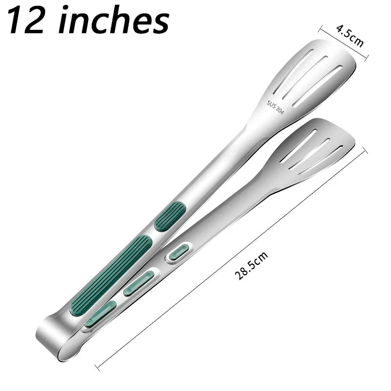 7/9/12inch Kitchen Tongs 304 Stainless Steel Grill Tongs for Cooking BBQ Non-Slip Salad Tongs Clips Tong Kitchen Accessories