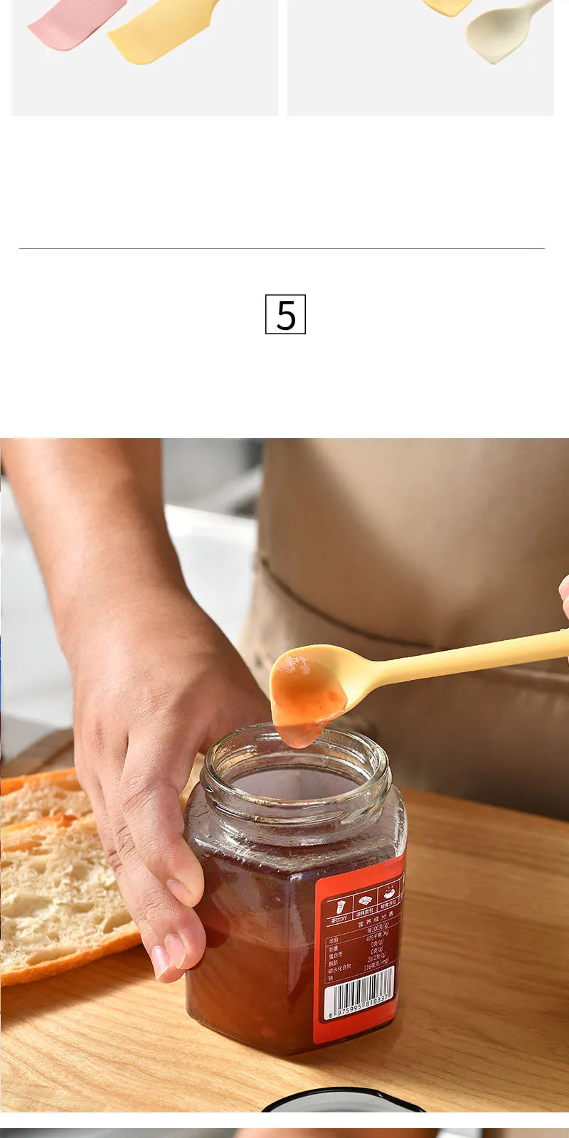 Mini Silicone Scraper Double End Two In One Spatula Jam Bottle Cosmetic Bottle Scraper Spoon Set for Jam Seasoning