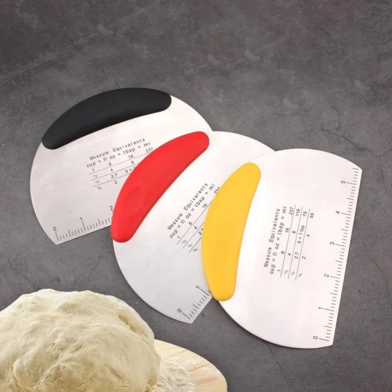 Stainless Steel with Scale Bread Pizza Dough Cutter Pastry Scraper Dough Knife Household Kitchen Cake Baking Scraper Baking Tool