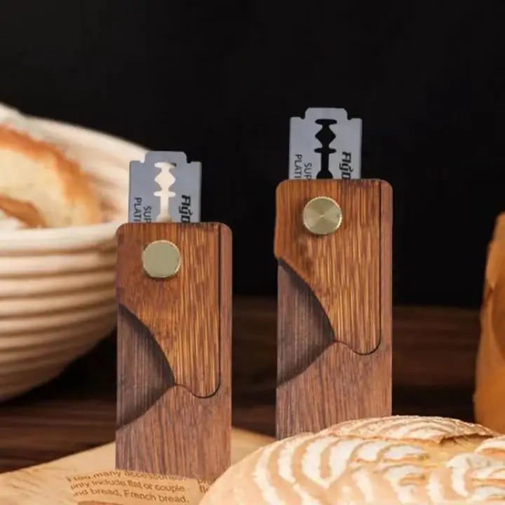 Wood Bread Knife Dough Scoring Tool with Blades Portable Baguette Slicing Knife Baking Toast Bread Slicer Bakery Accessories