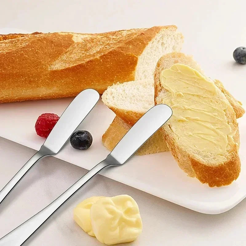 Stainless Steel Butter Knives Cheese Spreader Long Handle Dessert Knife Cream Bread Jam Wipe Tools Multipurpose Kitchen Gadgets